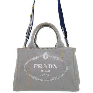 Prada Canapa Tote canvas handbag top handles 2way Gray